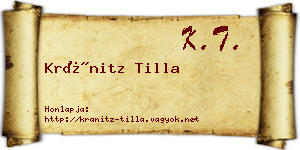 Kránitz Tilla névjegykártya
